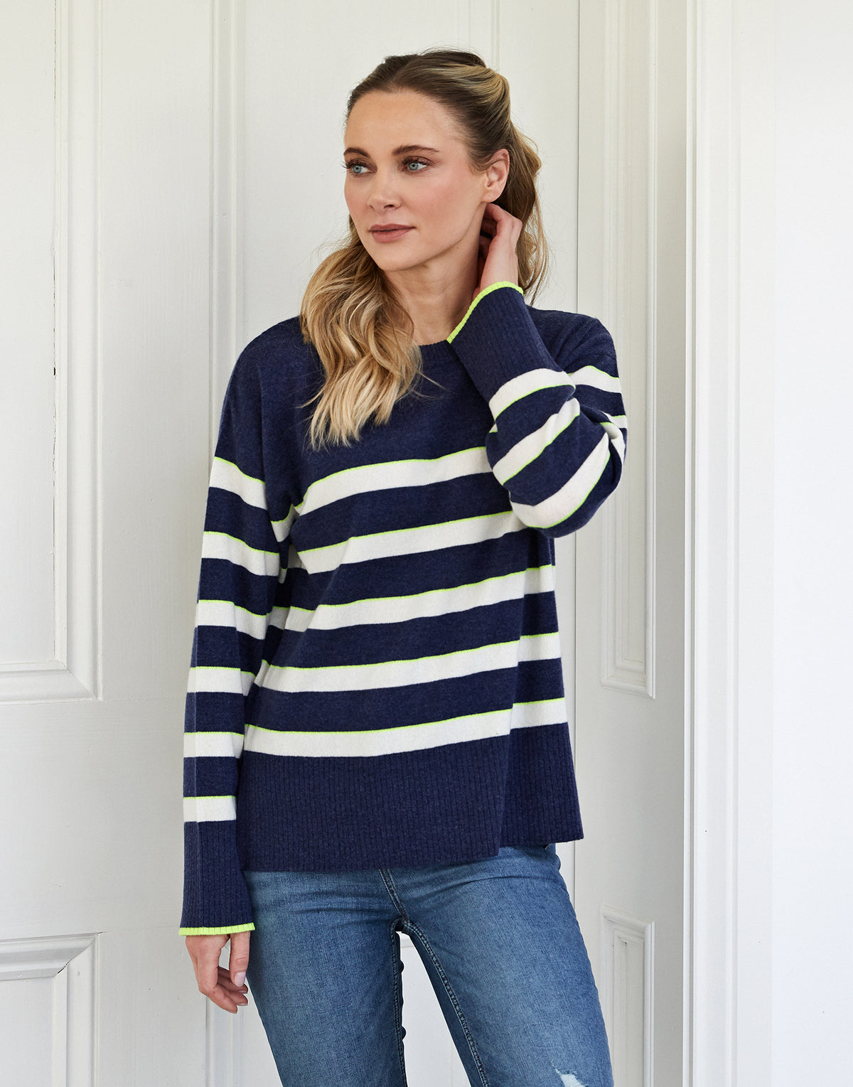 nina breton stripe jumper - navy