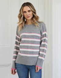 nina breton stripe jumper - grey