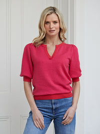 cissy chevron top - red & pink
