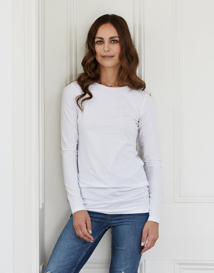 long length cotton white tee L (second)