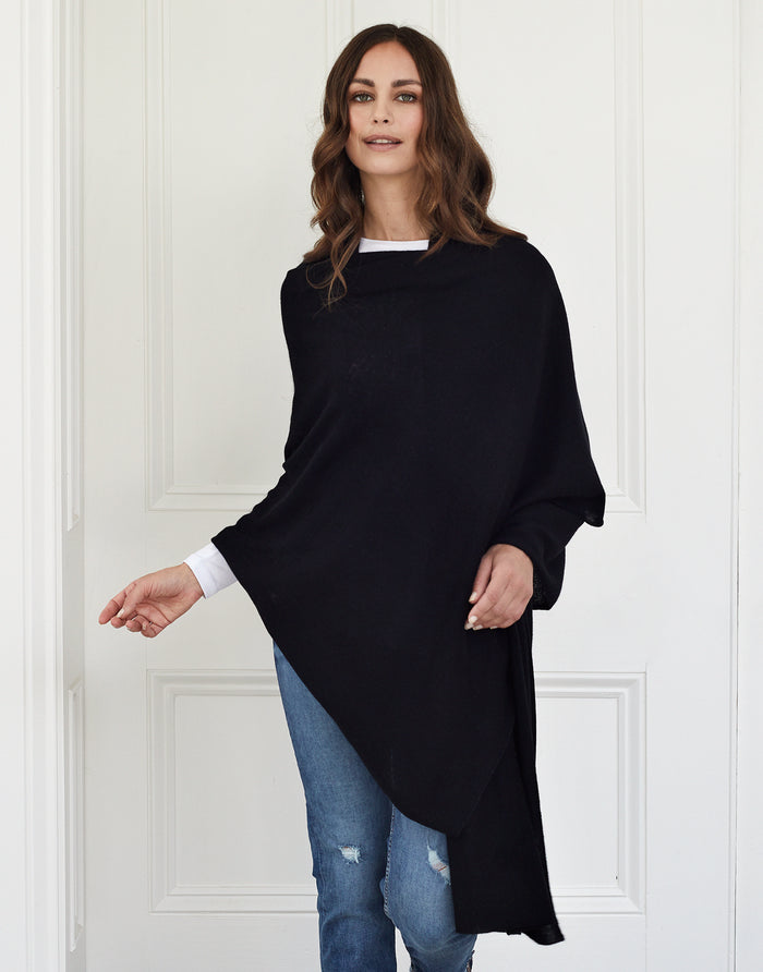 lola cashmere travel wrap - black