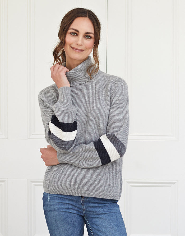 rosa roll neck jumper - grey