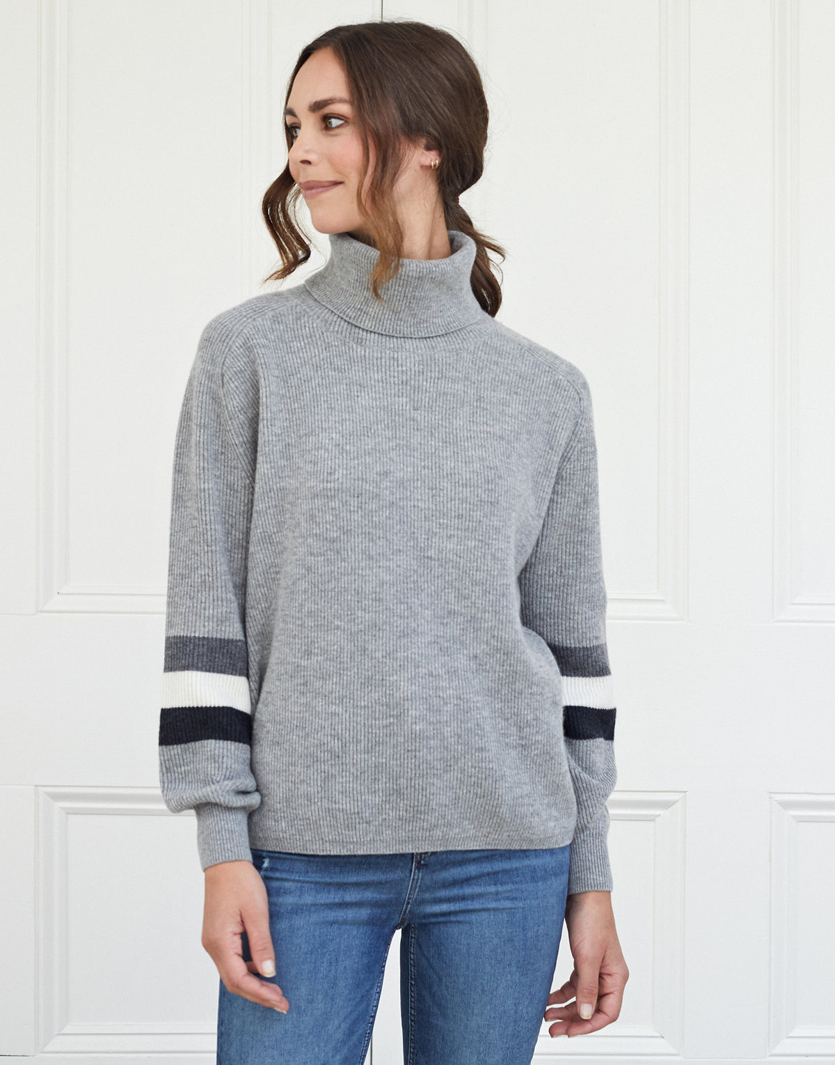 rosa roll neck jumper - grey