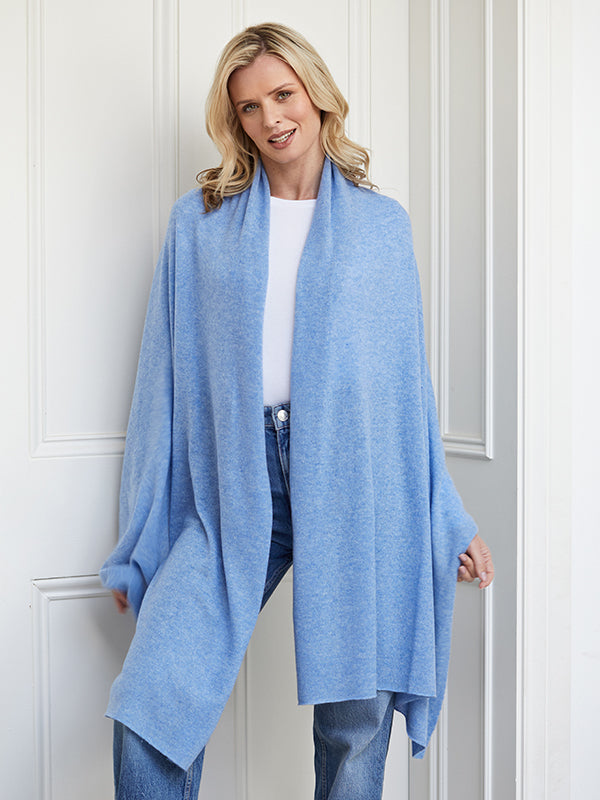 lola cashmere travel wrap - blue