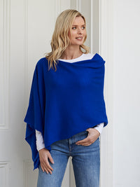 lucy 4-way cashmere poncho - cobalt
