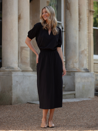 cuba midi dress with pockets - black