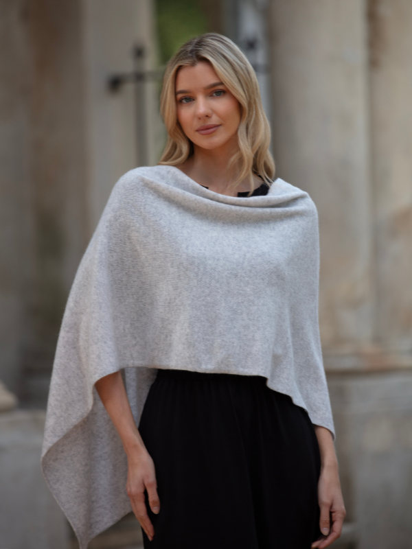 lucy 4-way cashmere poncho - grey
