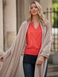 celine pointelle top - flame orange