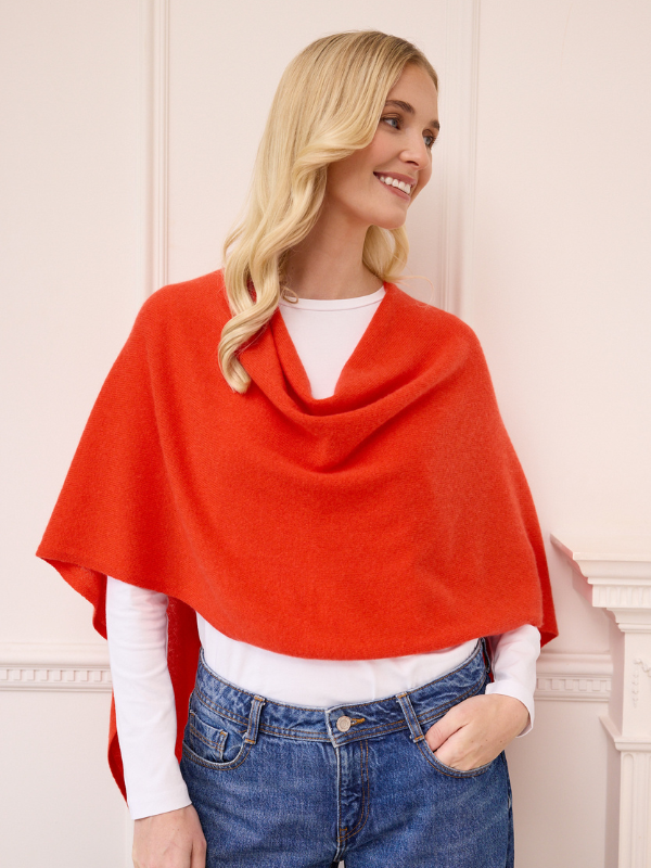 lucy 4-way cashmere poncho - autumn orange