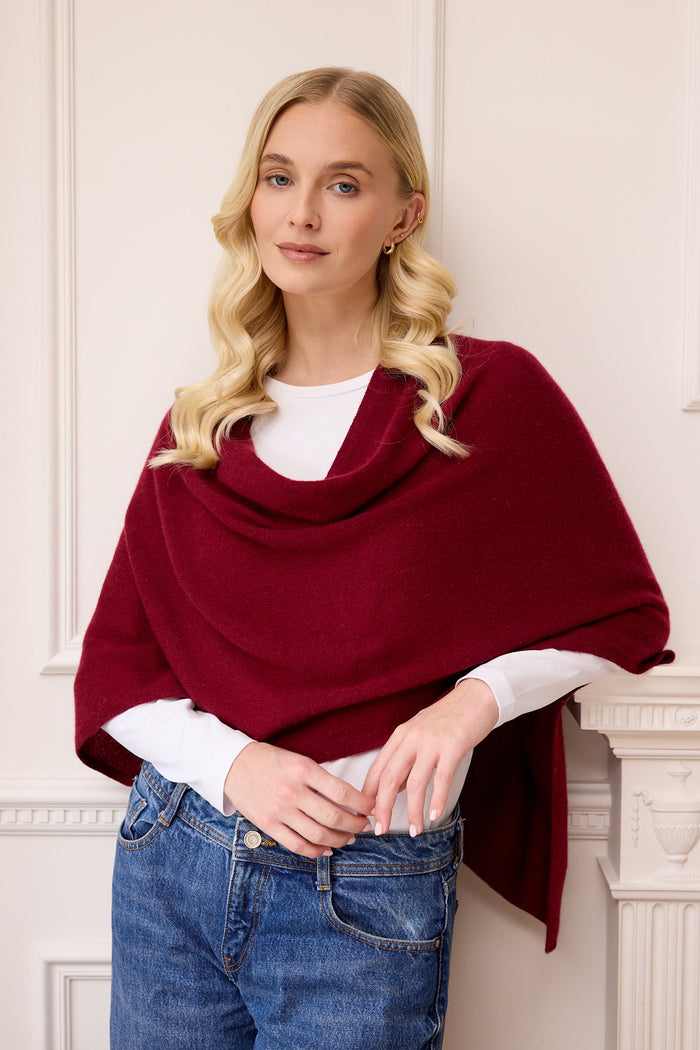 lucy 4-way cashmere poncho (PRE-ORDER) - aubergine