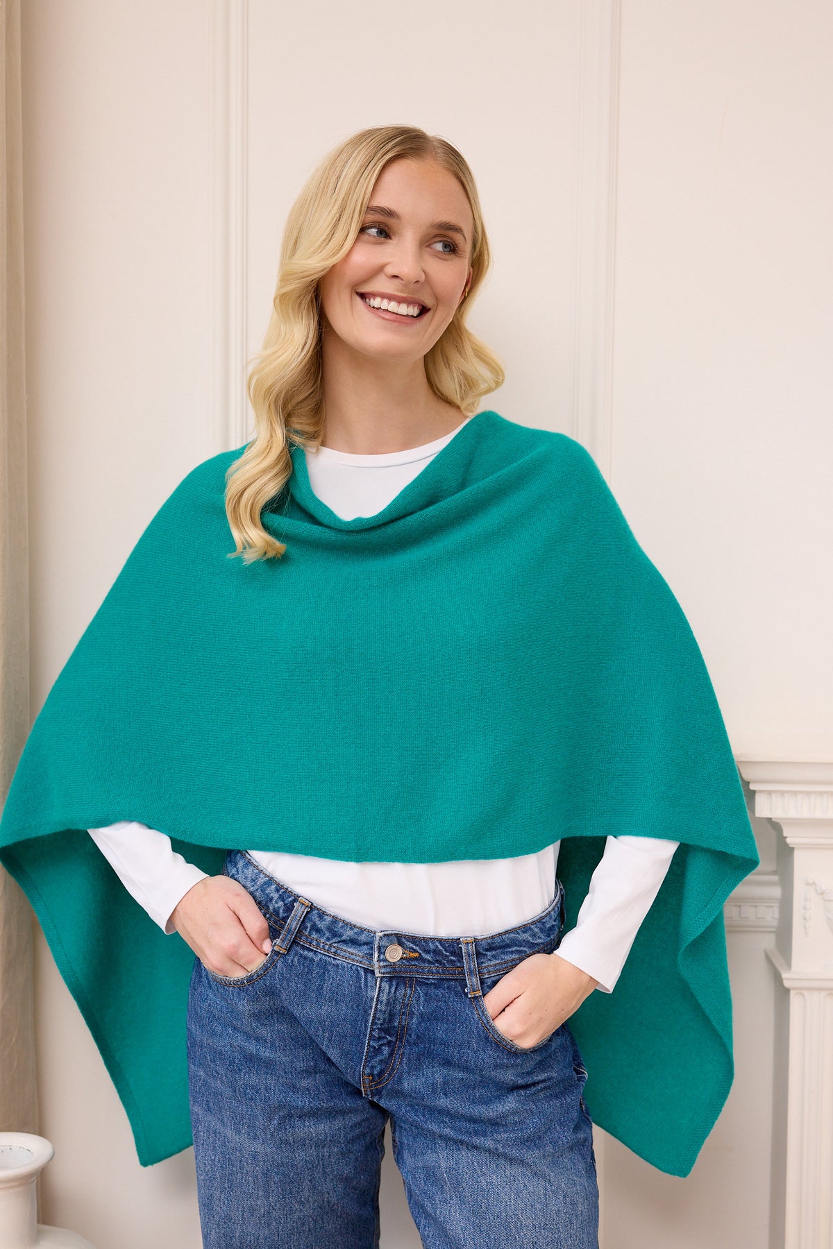 lucy 4-way cashmere poncho (PRE-ORDER) - teal