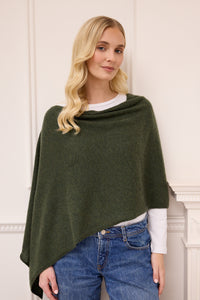 lucy 4-way cashmere poncho - olive green