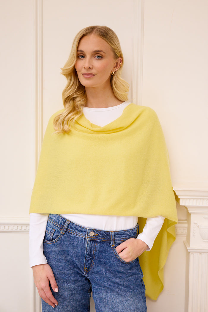 lucy 4-way cashmere poncho - pale yellow