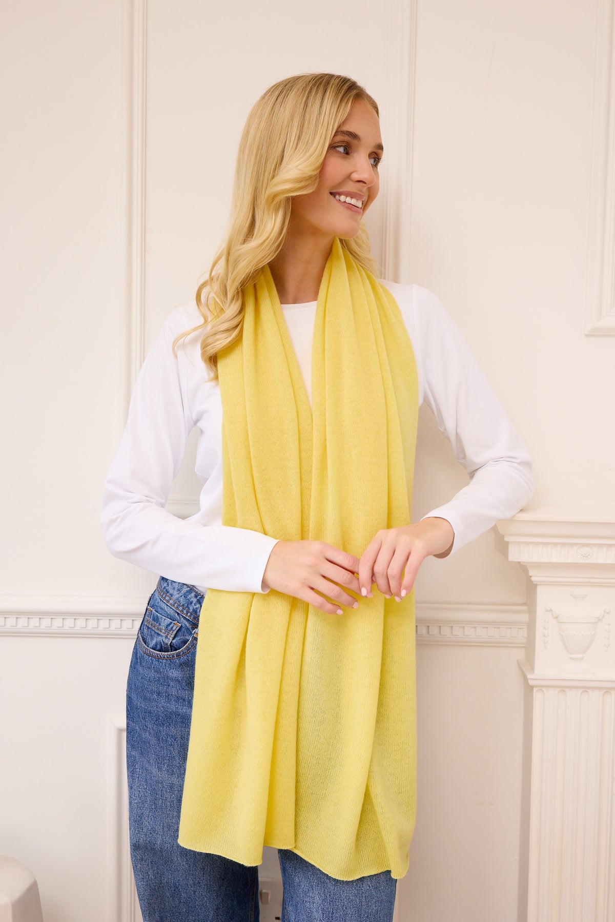 lucy 4-way cashmere poncho - pale yellow