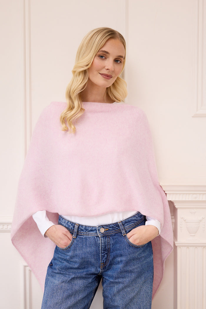 lucy 4-way cashmere poncho - soft pink