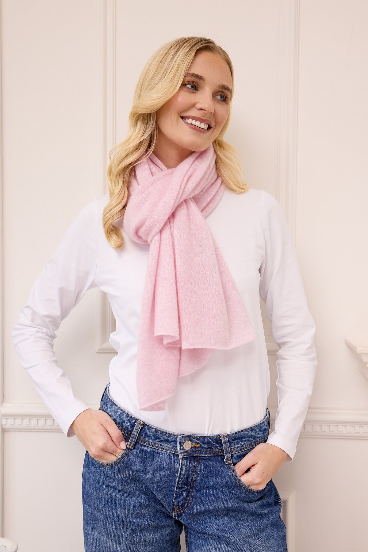 lucy 4-way cashmere poncho - soft pink