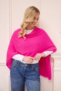 lucy 4-way cashmere poncho - bright pink