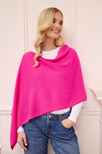 lucy 4-way cashmere poncho - bright pink