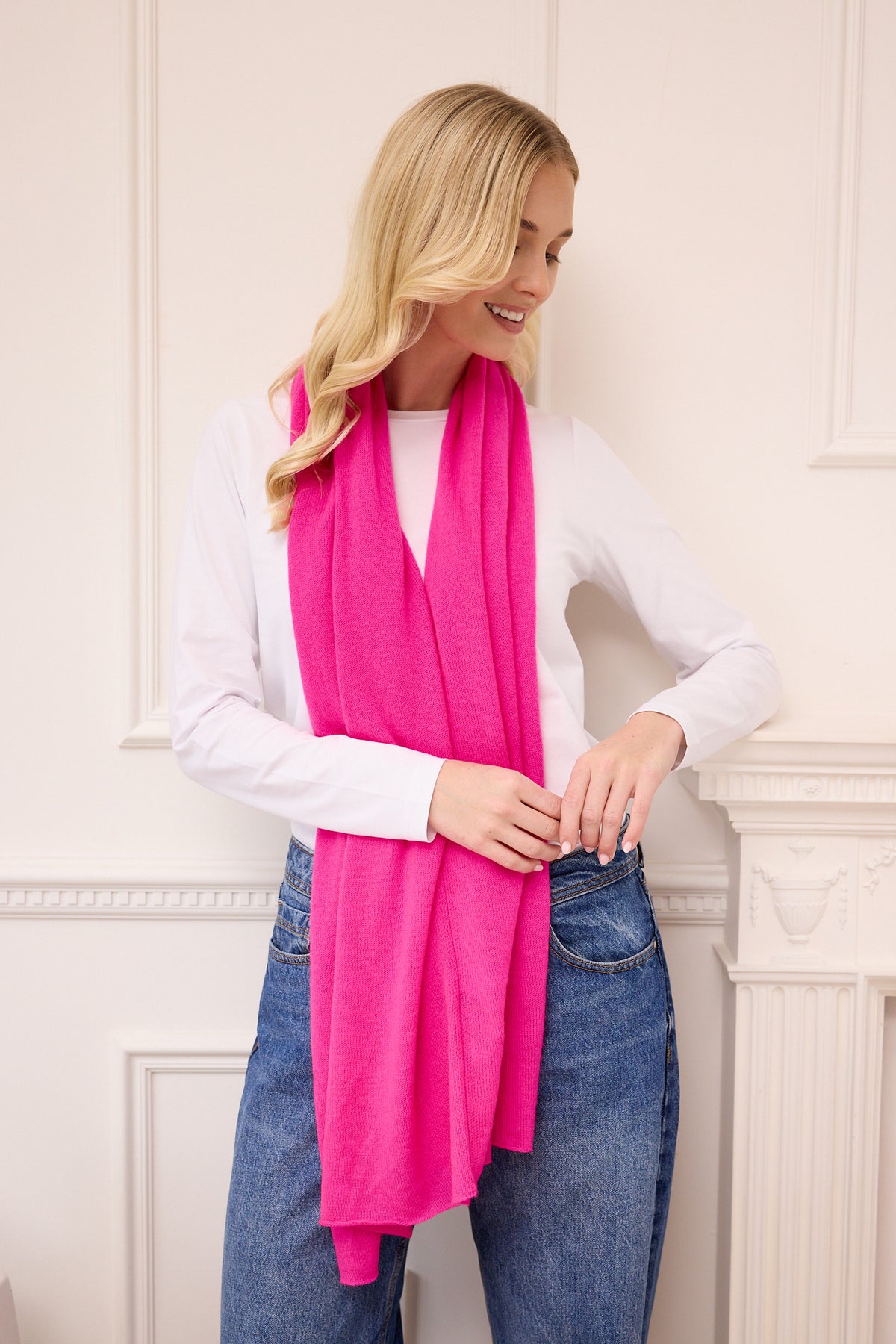 lucy 4-way cashmere poncho - bright pink
