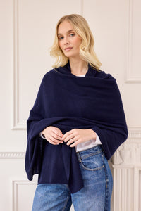 lola cashmere travel wrap - navy