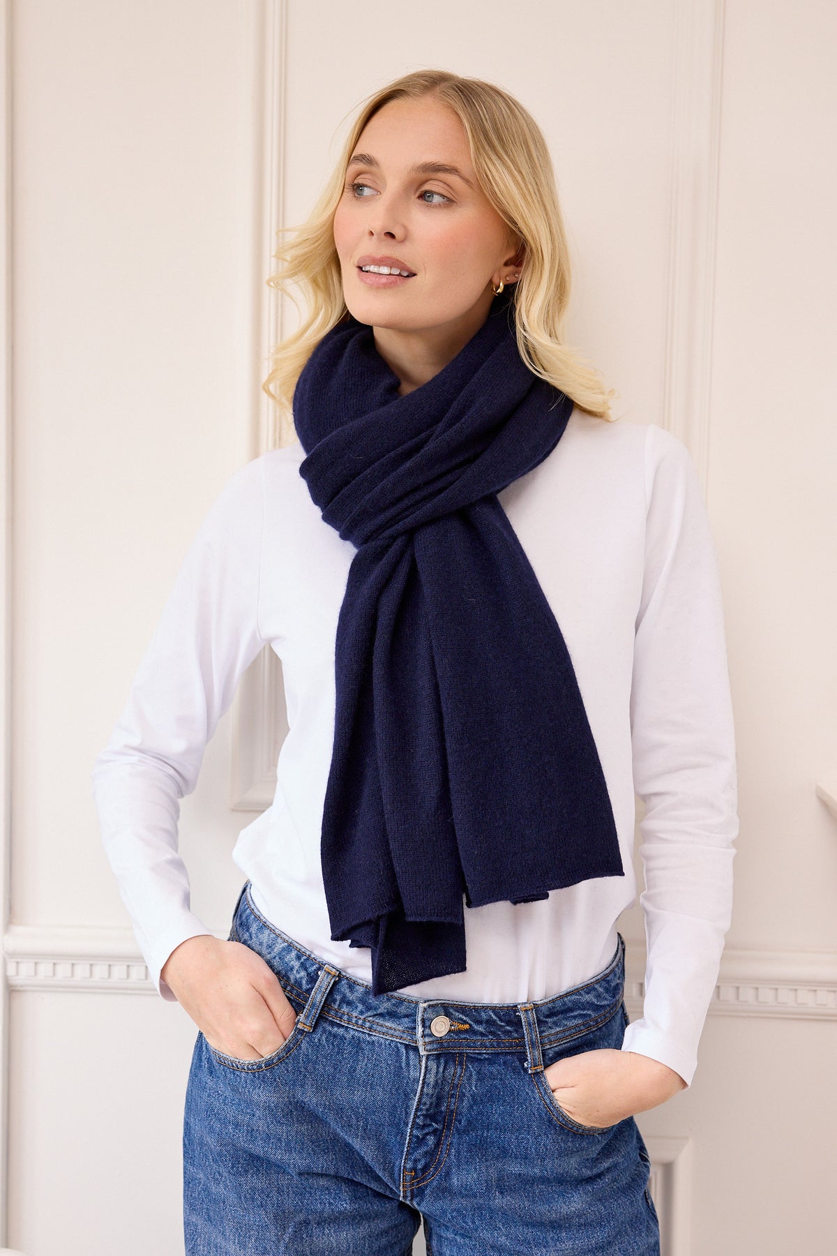 lola cashmere travel wrap - navy