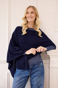 lucy 4-way cashmere poncho - navy