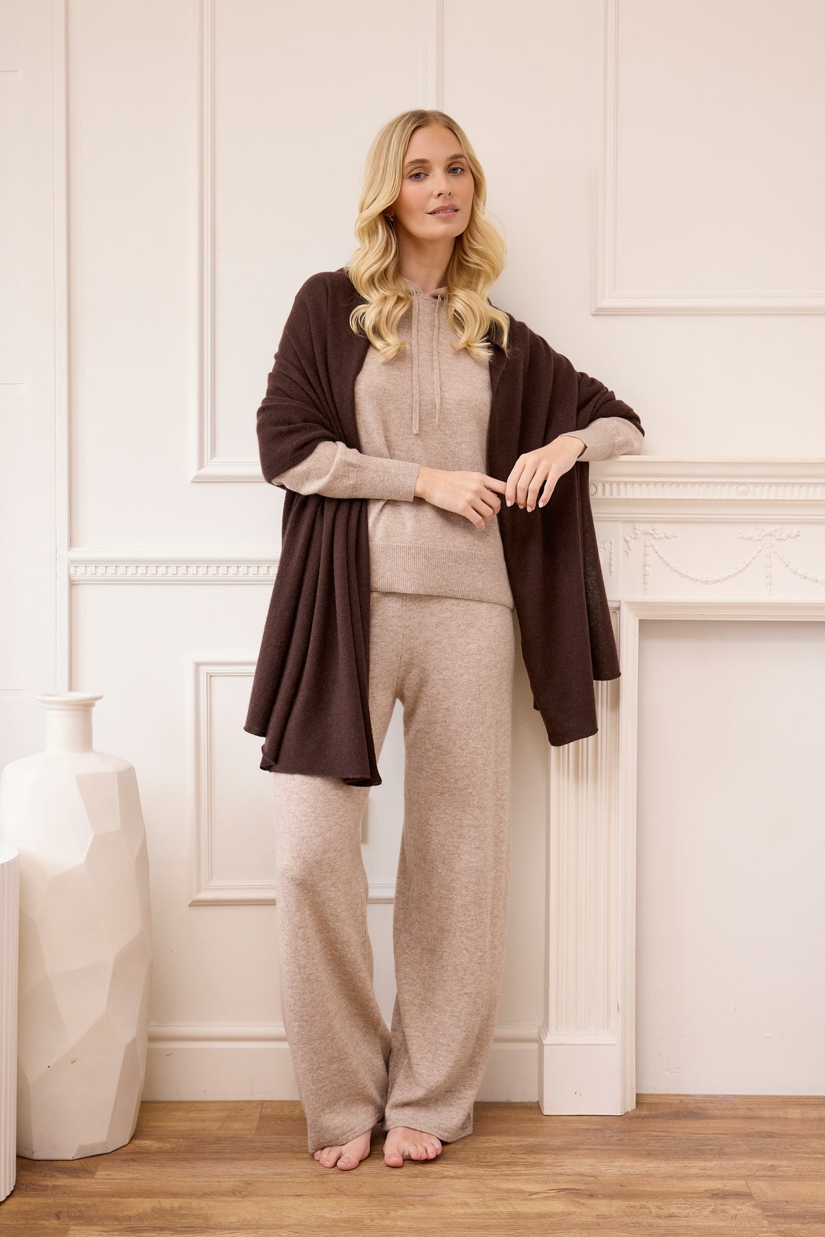 cashmere wide leg joggers (PRE-ORDER) - fawn