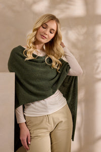 lucy 4-way cashmere poncho - olive green