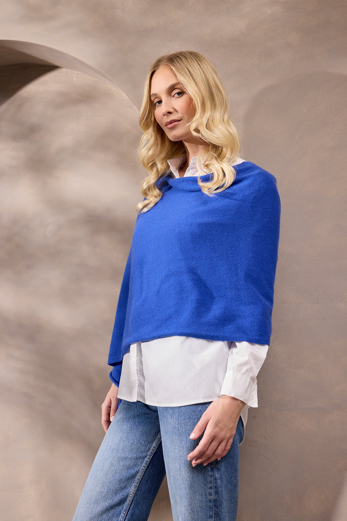 lucy 4-way cashmere poncho - cobalt