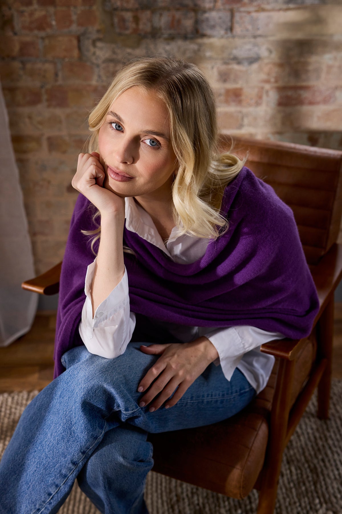 lucy 4-way cashmere poncho - purple