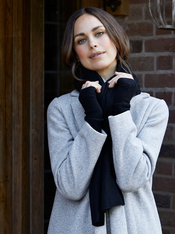 lucy 4-way cashmere poncho - black