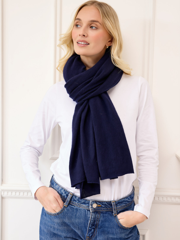 lola cashmere travel wrap - navy