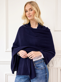 lola cashmere travel wrap - navy