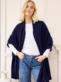 lola cashmere travel wrap - navy