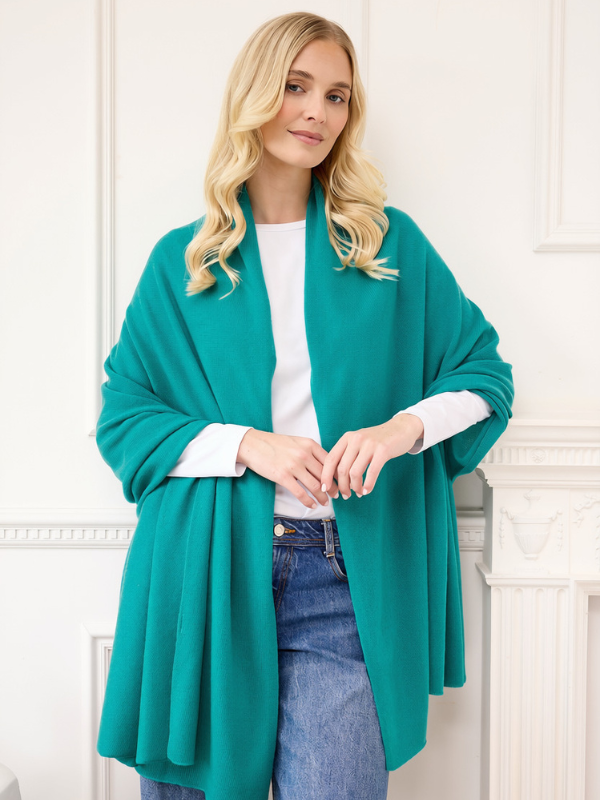 lola cashmere travel wrap - teal
