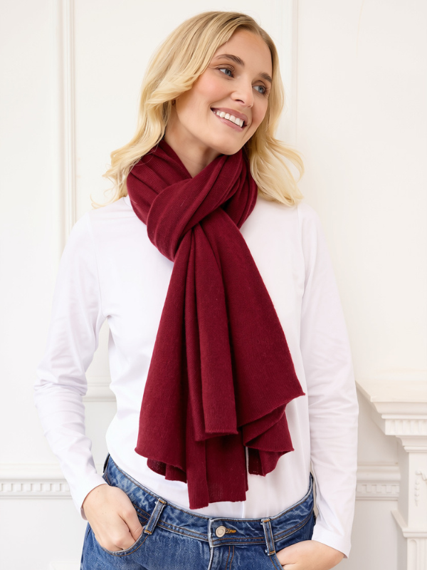 lola cashmere travel wrap - burgundy