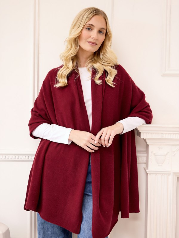 lola cashmere travel wrap - burgundy