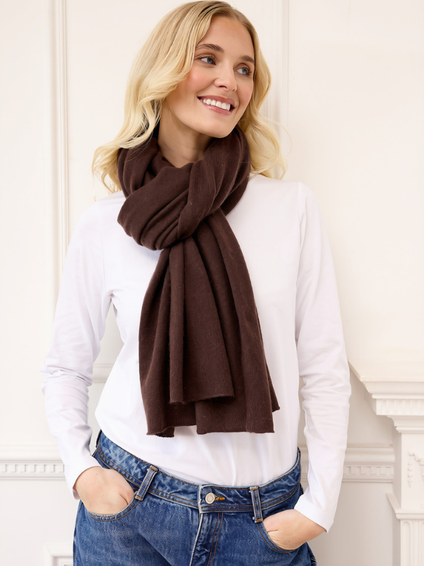 lola cashmere travel wrap - brown