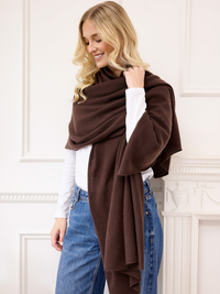 lola cashmere travel wrap - brown