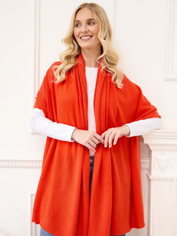 lola cashmere travel wrap - autumn orange