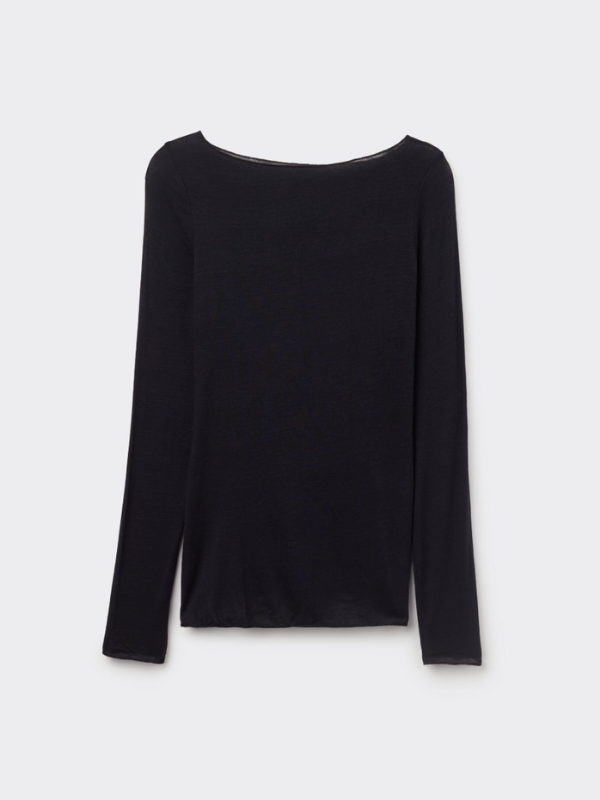 boat neck modal / cashmere base layer (PRE-ORDER) - black