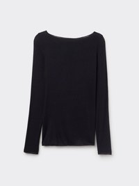 boat neck modal / cashmere base layer - black