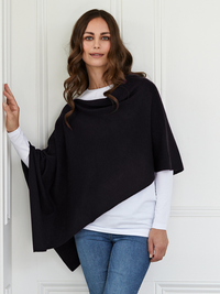 lucy 4-way cashmere poncho - black
