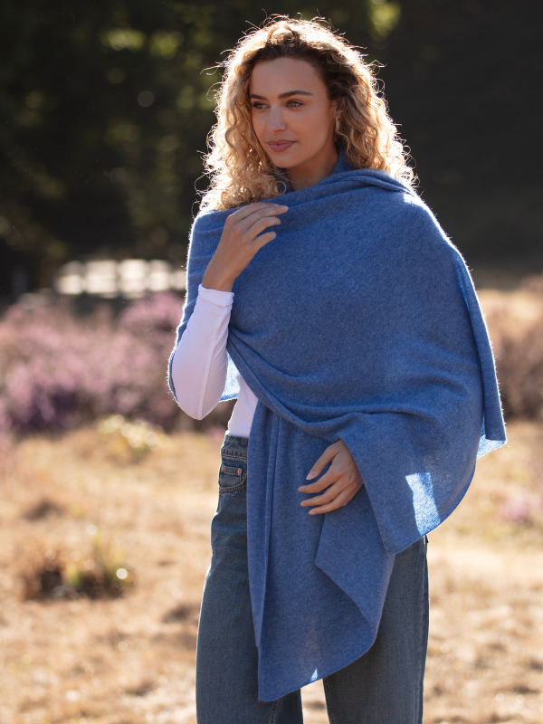 lola cashmere travel wrap - blue jean