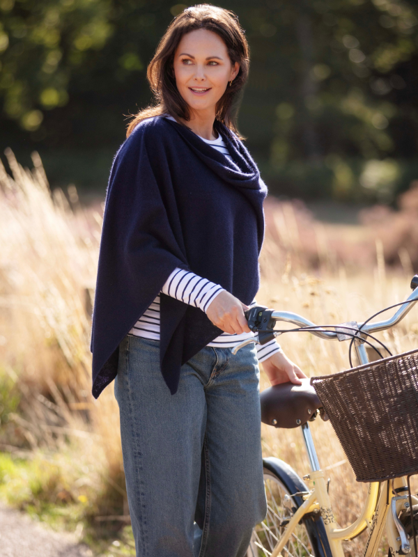 lucy 4-way cashmere poncho - navy