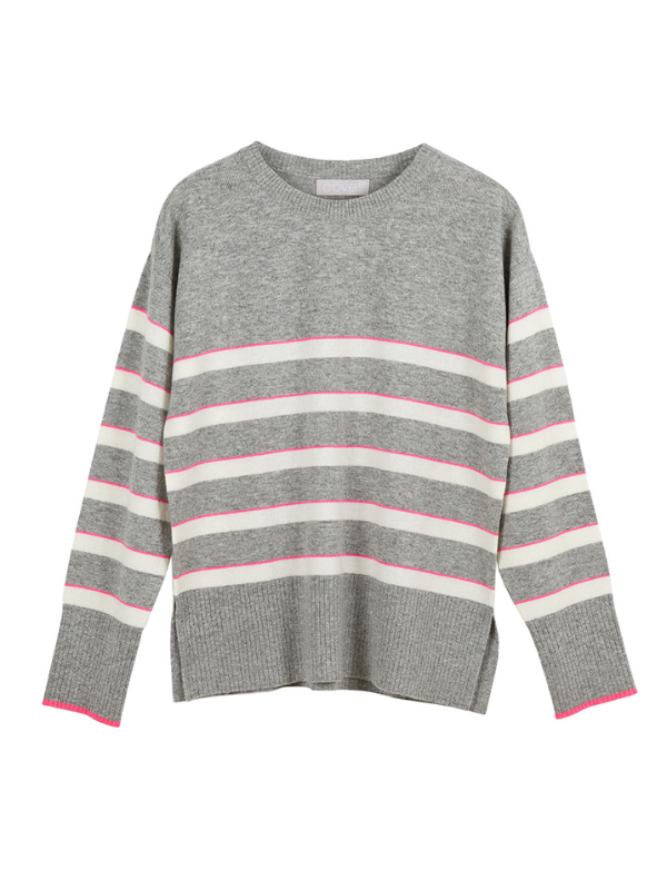nina breton stripe jumper - grey