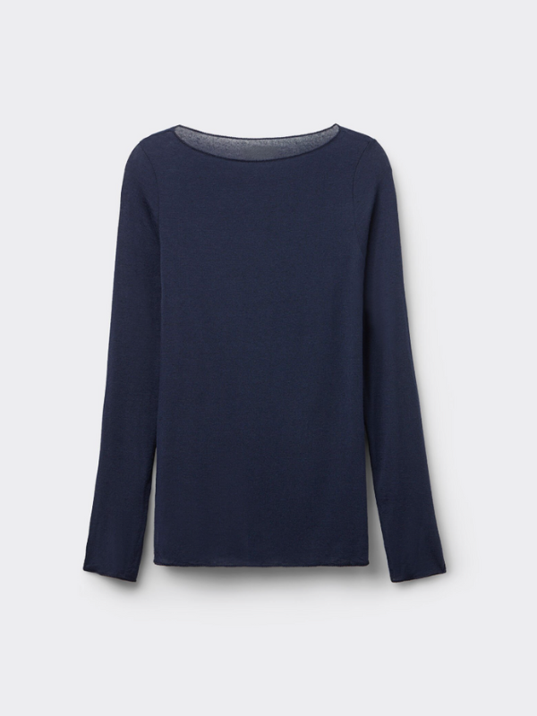 boat neck modal / cashmere base layer - navy
