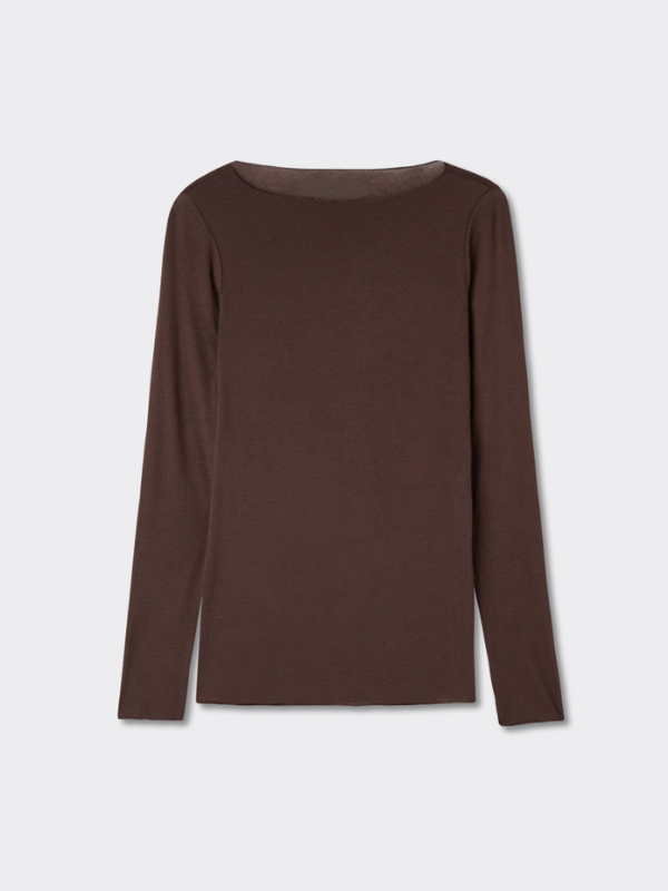 boat neck modal / cashmere base layer - brown