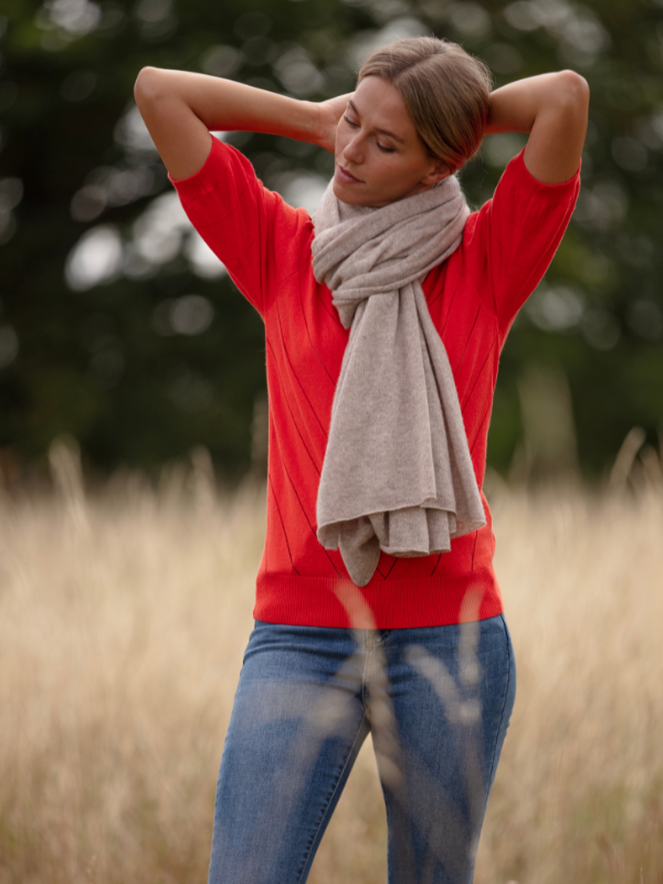 lola cashmere travel wrap - fawn (DUE EARLY SEP)