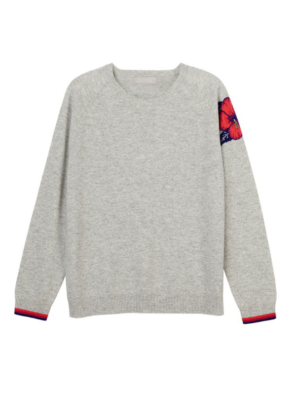 helena hibiscus cashmere jumper - grey